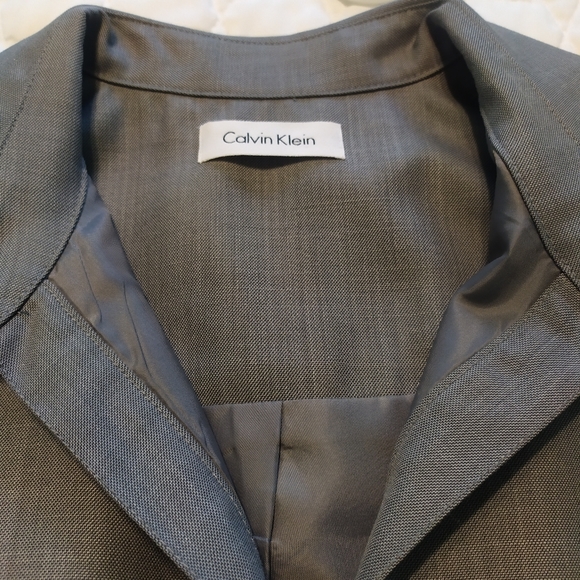 Calvin Klein gray grey midi dress collar buttons - Picture 7 of 9